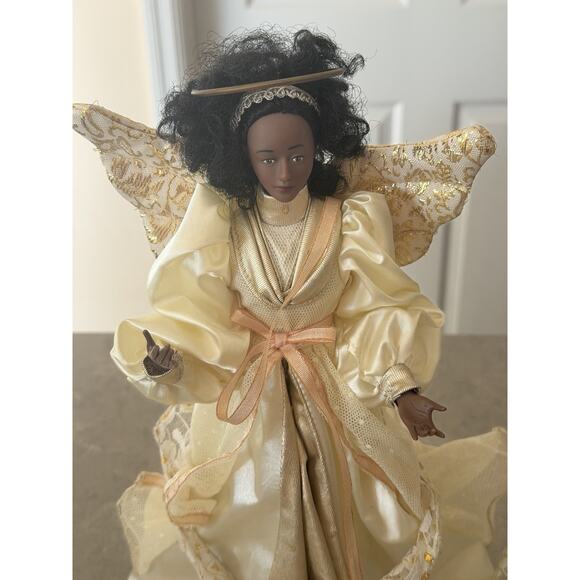 1999 Holiday Creations African American Angel Christmas Tree Topper 13” - Picture 2 of 8